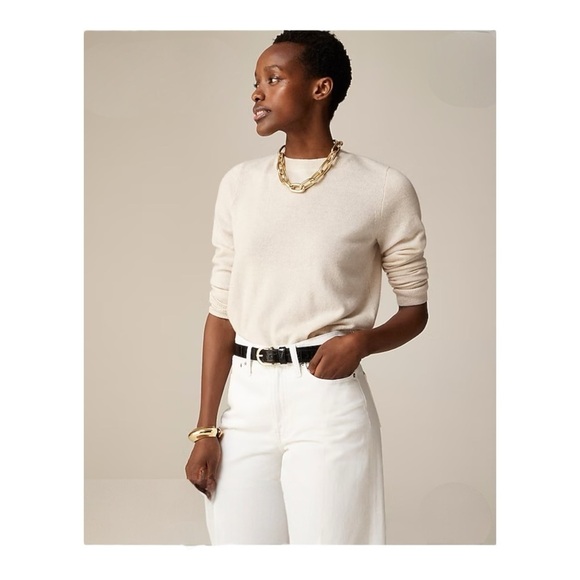 J. Crew Cashmere classic-fit crewneck sweater in Natural - Picture 6 of 7